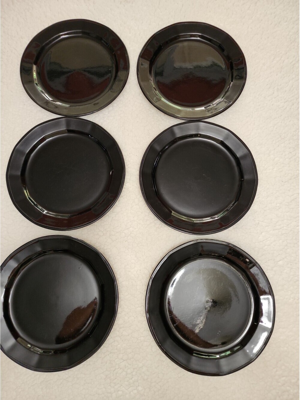 6 Dinner, Plates Baker Hart & Stuart RARE Dinnerware Black Made In Japan